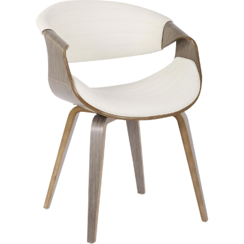 Symphony Dining Chair in White Leatherette & Light Grey Wood